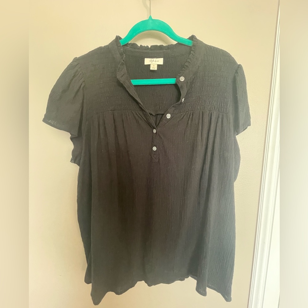 Style & Co. black short sleeve blouse. Size 2x
